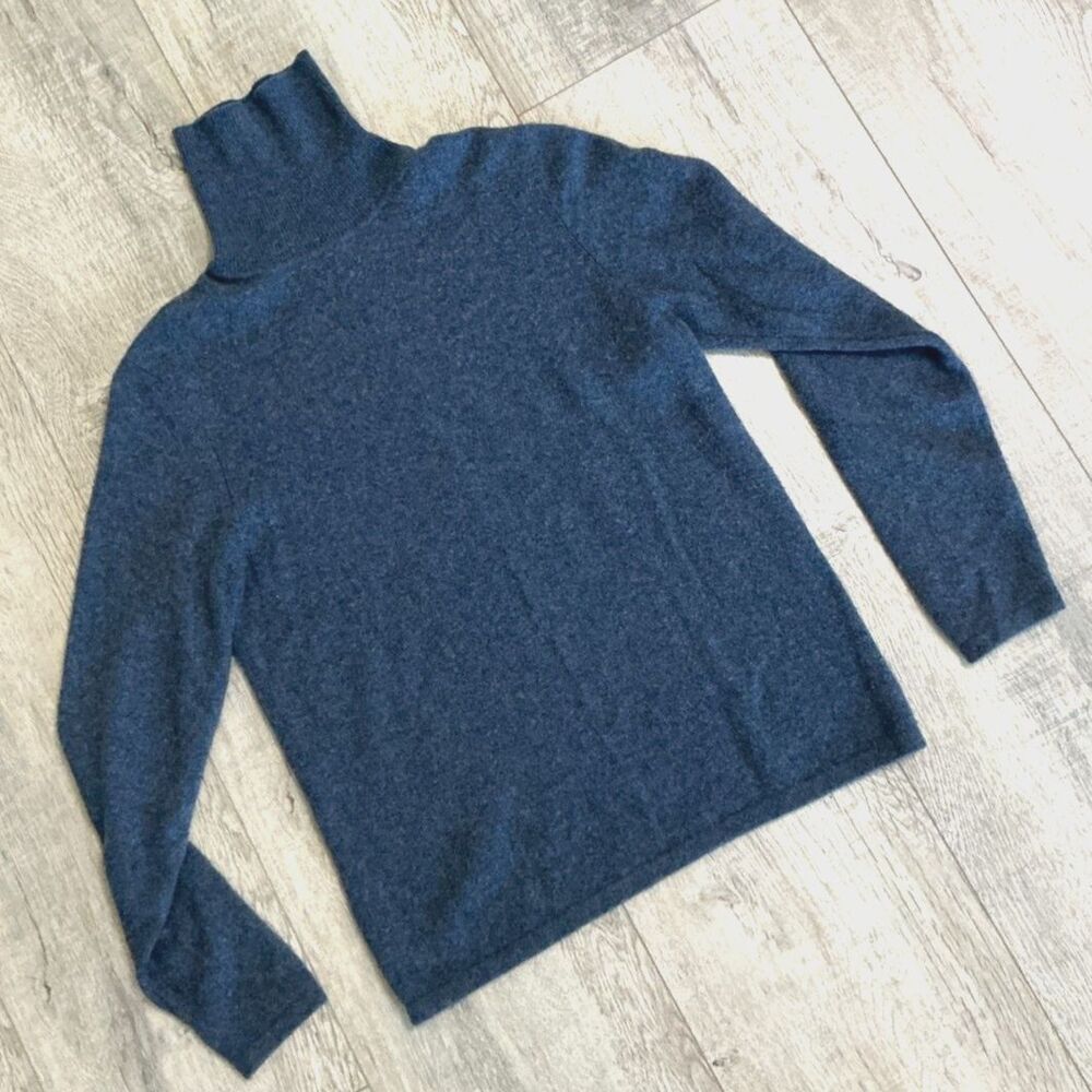 Charter Club Women’s S Blue Gray 100% Cashmere Turtleneck Sweater 2-Ply